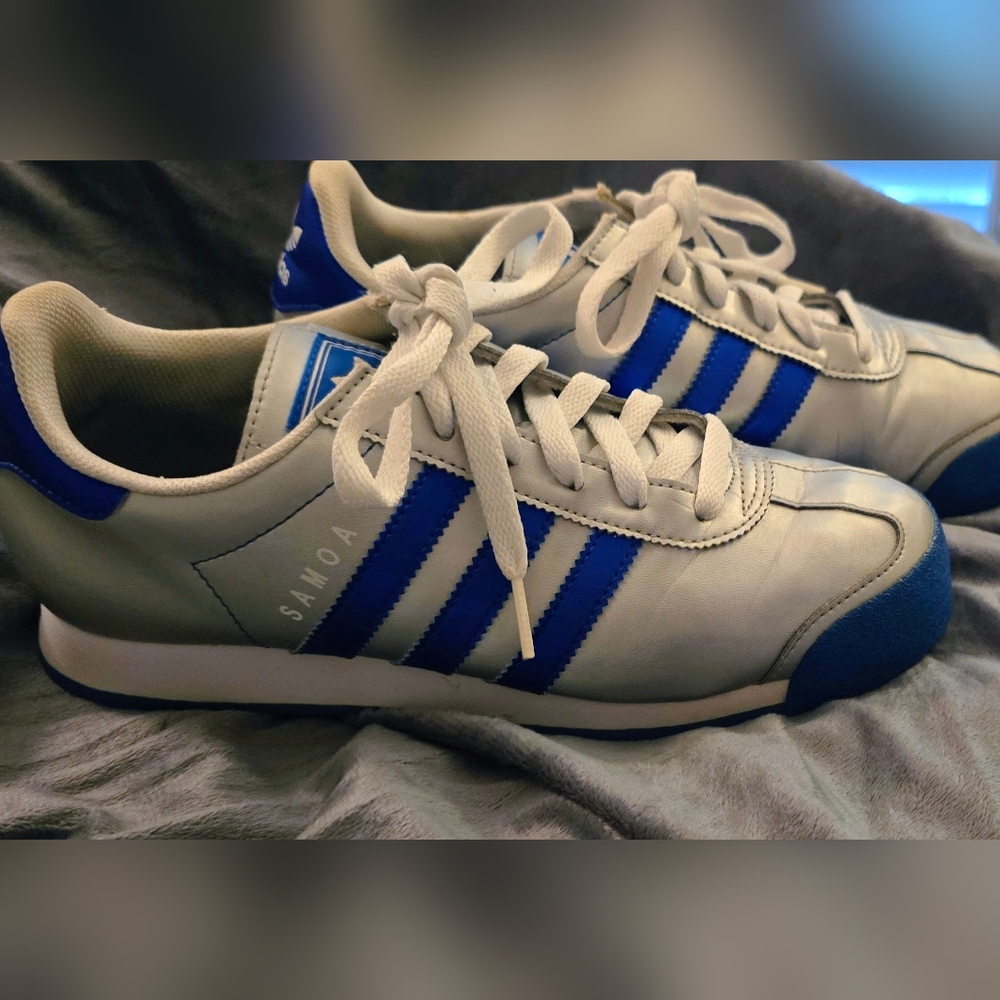 Adidas Silver With Blue Samoa Sneakers
